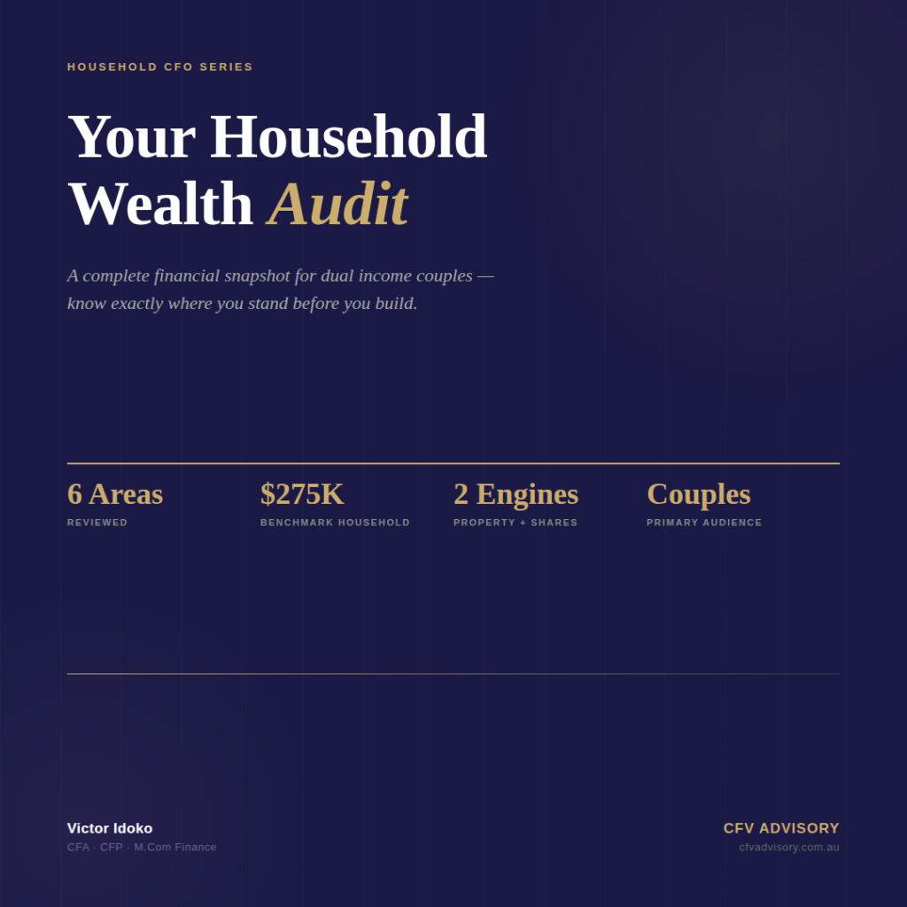 Household wealth audit financial planning graphic for dual income couples CFV Advisory Australia financial snapshot